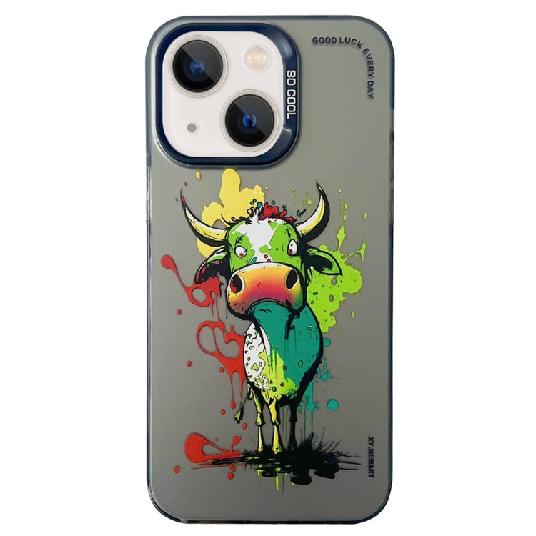 Double Layer Color Silver Series Animal Oil Painting Phone Case, For iPhone 13