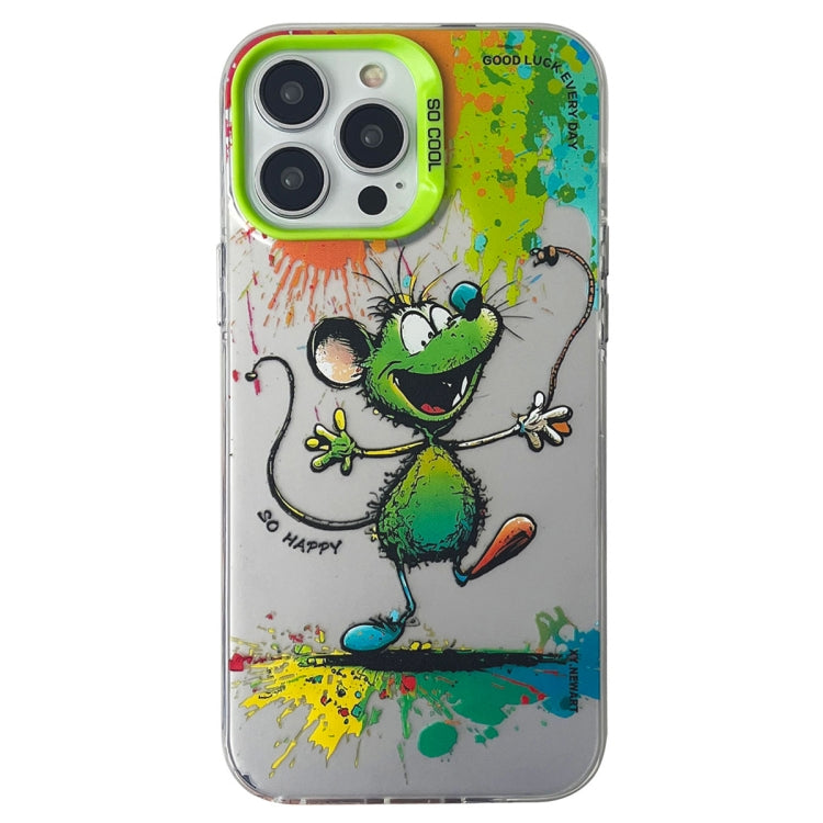 Double Layer Color Silver Series Animal Oil Painting Phone Case, For iPhone 12 Pro Max