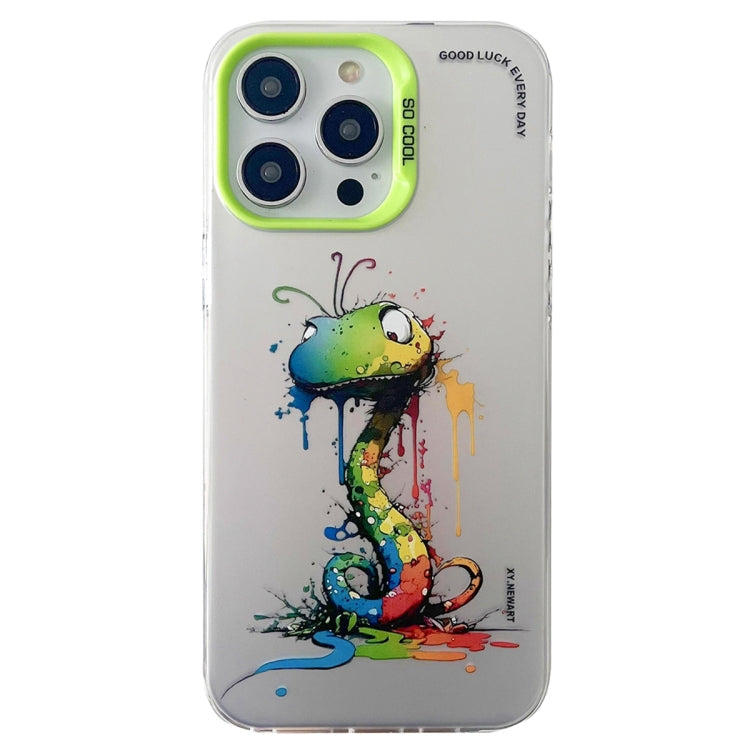 Double Layer Color Silver Series Animal Oil Painting Phone Case, For iPhone 15 Pro