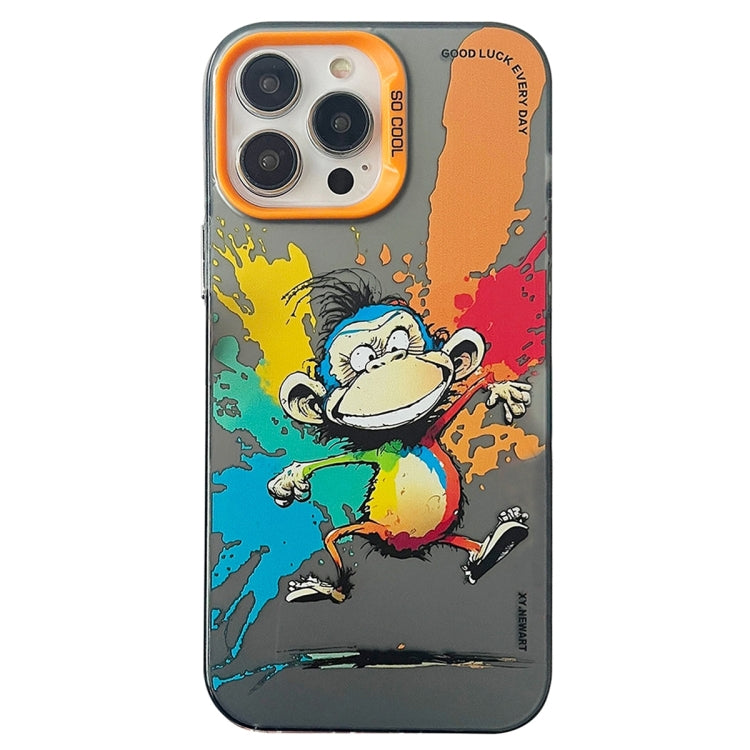 Double Layer Color Silver Series Animal Oil Painting Phone Case, For iPhone 15 Pro