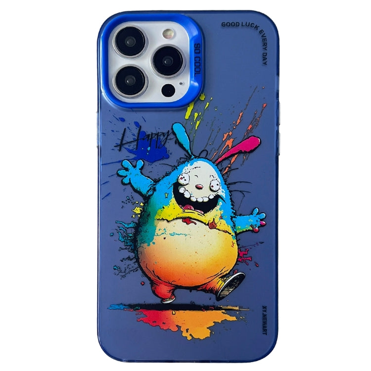 Double Layer Color Silver Series Animal Oil Painting Phone Case, For iPhone 15 Pro