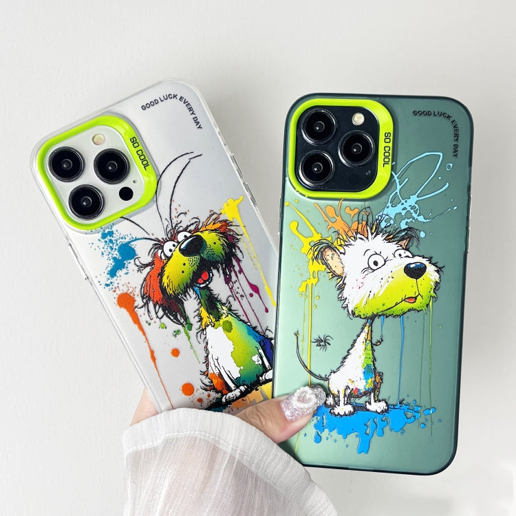Double Layer Color Silver Series Animal Oil Painting Phone Case, For iPhone 13 Pro