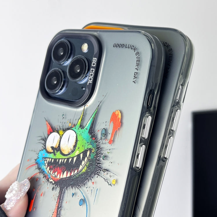 Double Layer Color Silver Series Animal Oil Painting Phone Case, For iPhone 15