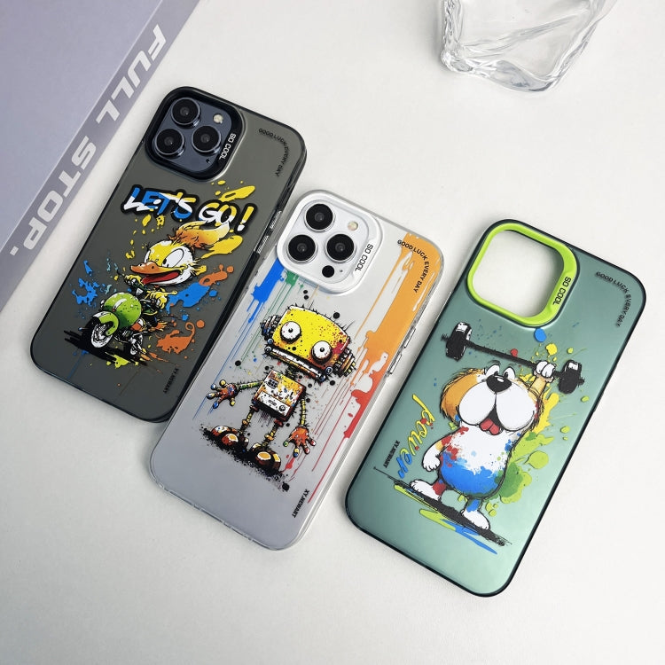Double Layer Color Silver Series Animal Oil Painting Phone Case, For iPhone 11