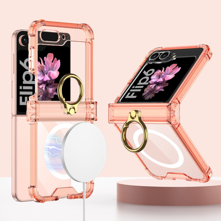 For Samsung Galaxy Z Flip6 / Flip7 FE GKK MagSafe Airbag Hinge Shockproof Phone Case with Ring Holder(Orange)