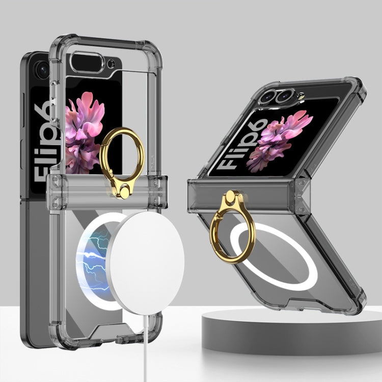 For Samsung Galaxy Z Flip6 / Flip7 FE GKK MagSafe Airbag Hinge Shockproof Phone Case with Ring Holder(Black)
