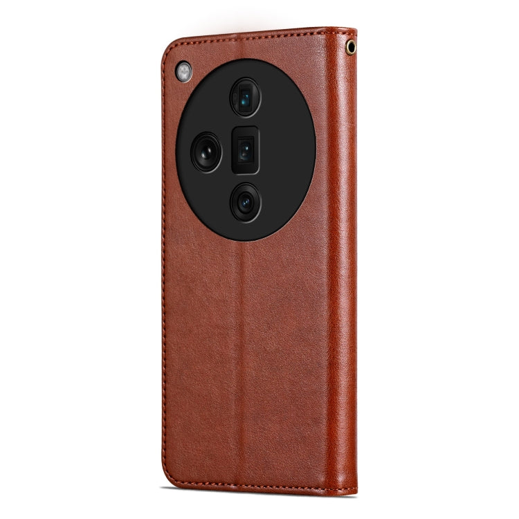 For OPPO Find X7 Ultra AZNS Sheepskin Texture Flip Leather Phone Case(Brown)