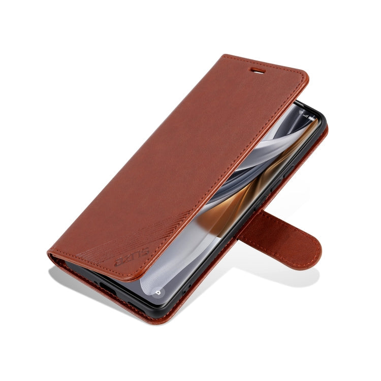 For OPPO Find X7 Ultra AZNS Sheepskin Texture Flip Leather Phone Case(Brown)