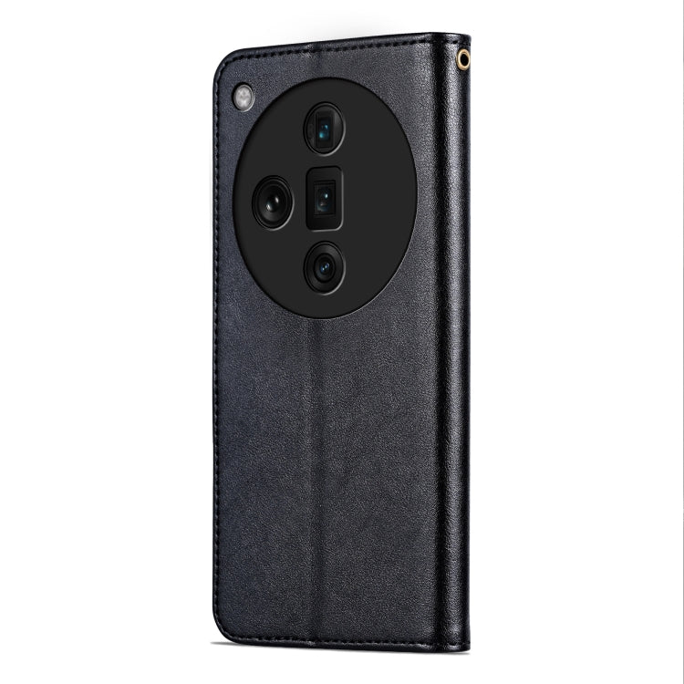 For OPPO Find X7 Ultra AZNS Sheepskin Texture Flip Leather Phone Case(Black)
