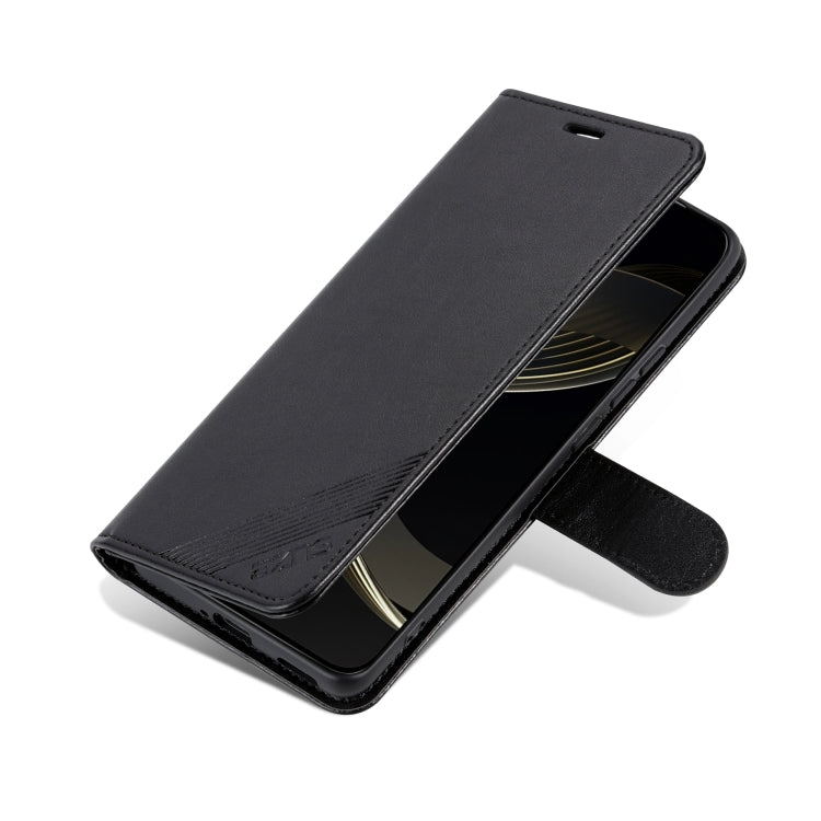 For OPPO A3 Pro 5G AZNS Sheepskin Texture Flip Leather Phone Case(Black)