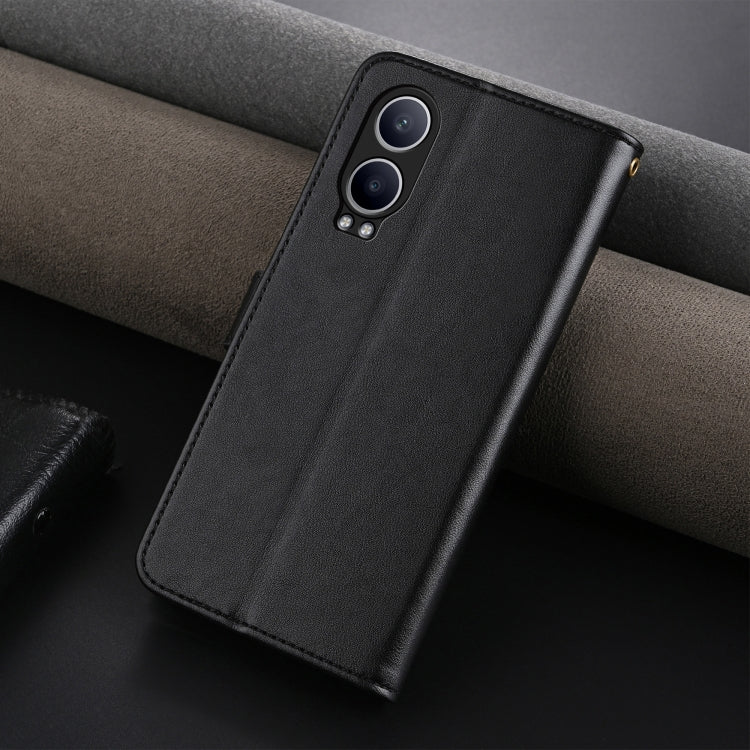 For OPPO K12x 5G AZNS Sheepskin Texture Flip Leather Phone Case(Black)