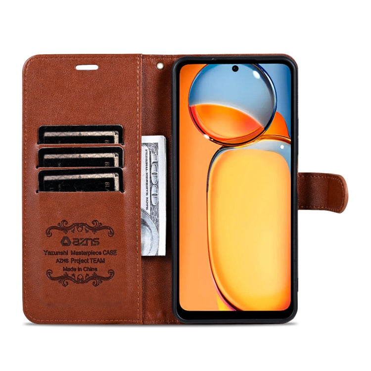 For OPPO K12x 5G Global AZNS Sheepskin Texture Flip Leather Phone Case(Brown)