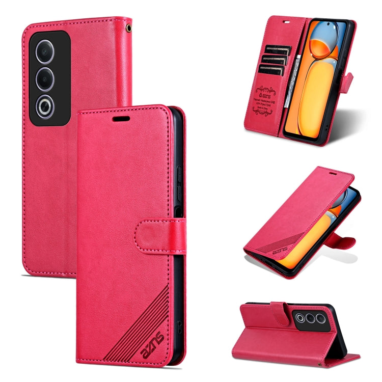 For OPPO K12x 5G Global AZNS Sheepskin Texture Flip Leather Phone Case(Red)