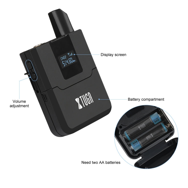 XTUGA A140-B Wireless Microphone System 4 BodyPack Headset Lavalier Microphone(US Plug)