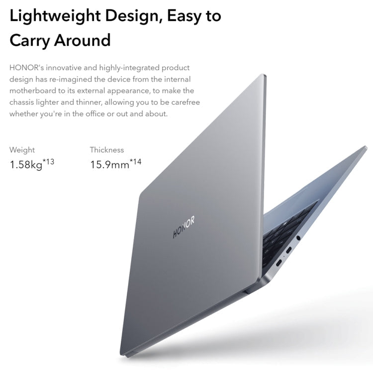 HONOR MagicBook 14 2022 Laptop, 16GB+512GB, 14 inch Windows 11 Home Chinese Version, Intel 12th Gen Core i5-12500H MX550 Discrete Graphics(Grey)