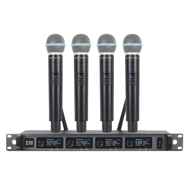XTUGA A140-H Wireless Microphone System 4 Channel UHF Handheld Microphone(AU Plug)