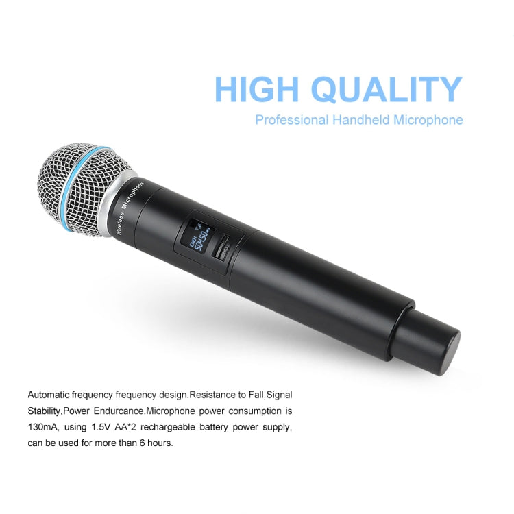 XTUGA A140-HB Wireless Microphone System 4 Channel Handheld Lavalier Headset Microphone(US Plug)