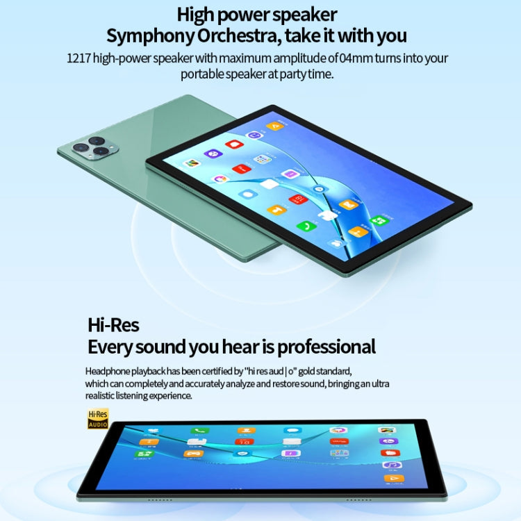 BDF P50 4G LTE Tablet PC 10.1 inch, 8GB+128GB, Android 11 MTK6755 Octa Core, Support Dual SIM, EU Plug(Green)