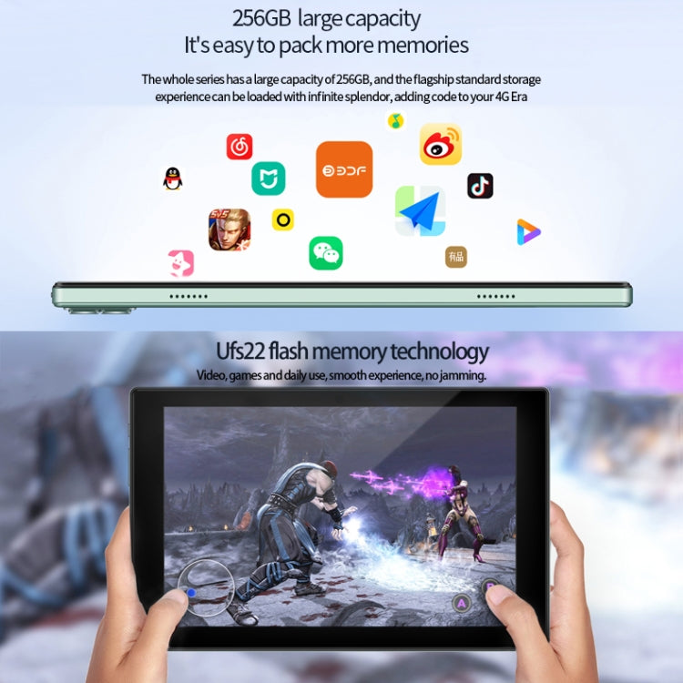 BDF P50 4G LTE Tablet PC 10.1 inch, 6GB+128GB, Android 12 MTK6762 Octa Core, Support Dual SIM, EU Plug(Green)