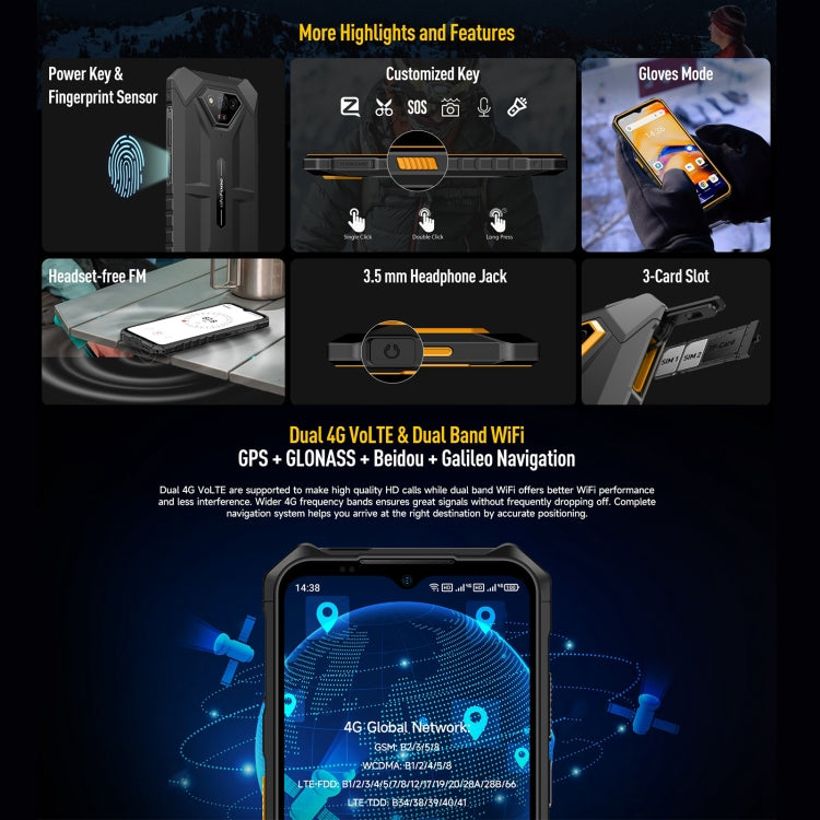 [HK Warehouse] Ulefone Armor X13, 6GB+64GB, IP68/IP69K Rugged Phone, 6.52 inch Android 15 MediaTek Helio G36 Octa Core, Network: 4G, NFC, OTG(All Black)