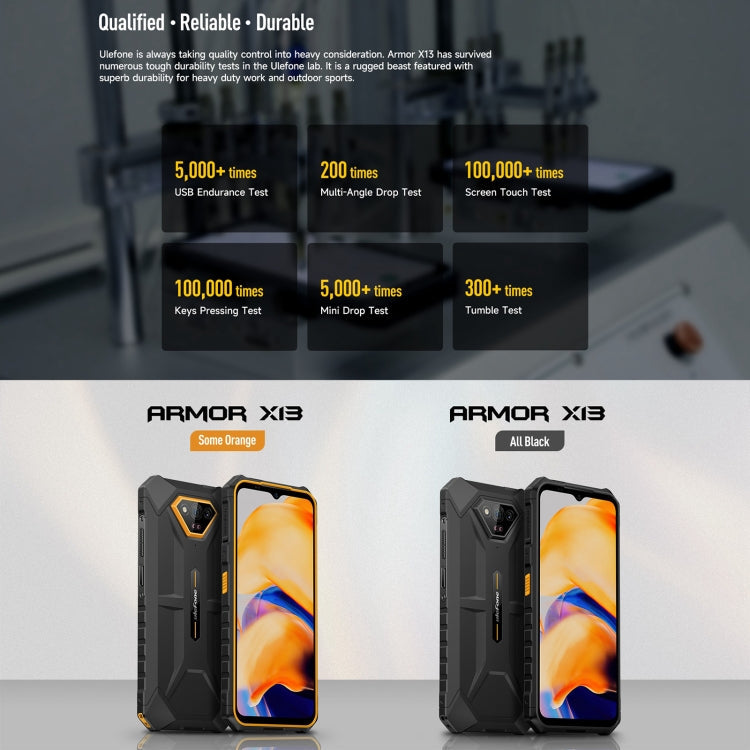 [HK Warehouse] Ulefone Armor X13, 6GB+64GB, IP68/IP69K Rugged Phone, 6.52 inch Android 15 MediaTek Helio G36 Octa Core, Network: 4G, NFC, OTG(All Black)