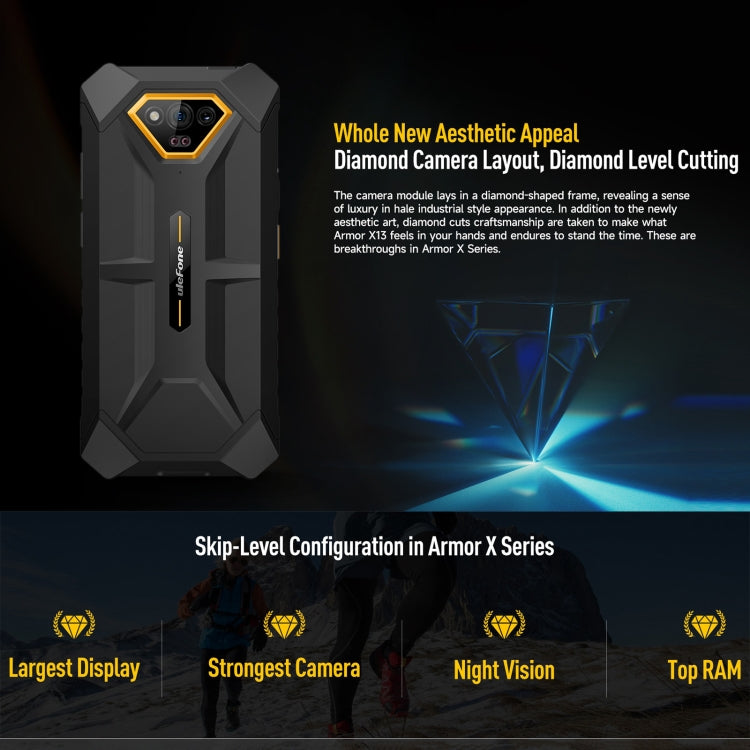 [HK Warehouse] Ulefone Armor X13, 6GB+64GB, IP68/IP69K Rugged Phone, 6.52 inch Android 15 MediaTek Helio G36 Octa Core, Network: 4G, NFC, OTG(Some Orange)