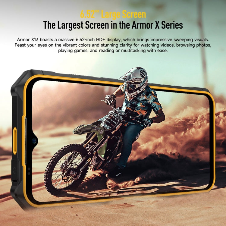 [HK Warehouse] Ulefone Armor X13, 6GB+64GB, IP68/IP69K Rugged Phone, 6.52 inch Android 15 MediaTek Helio G36 Octa Core, Network: 4G, NFC, OTG(Some Orange)