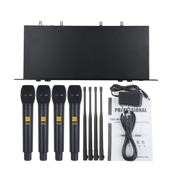 XTUGA A400-H Professional 4-Channel UHF Wireless Microphone System with 4 Handheld Microphone(EU Plug)
