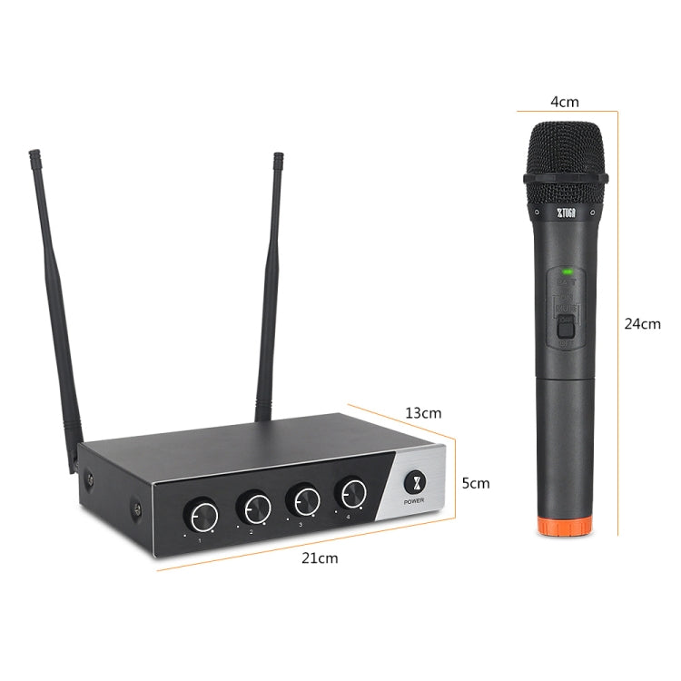 XTUGA S400 Professional 4-Channel UHF Wireless Microphone System with 4 Handheld Microphone(EU Plug)
