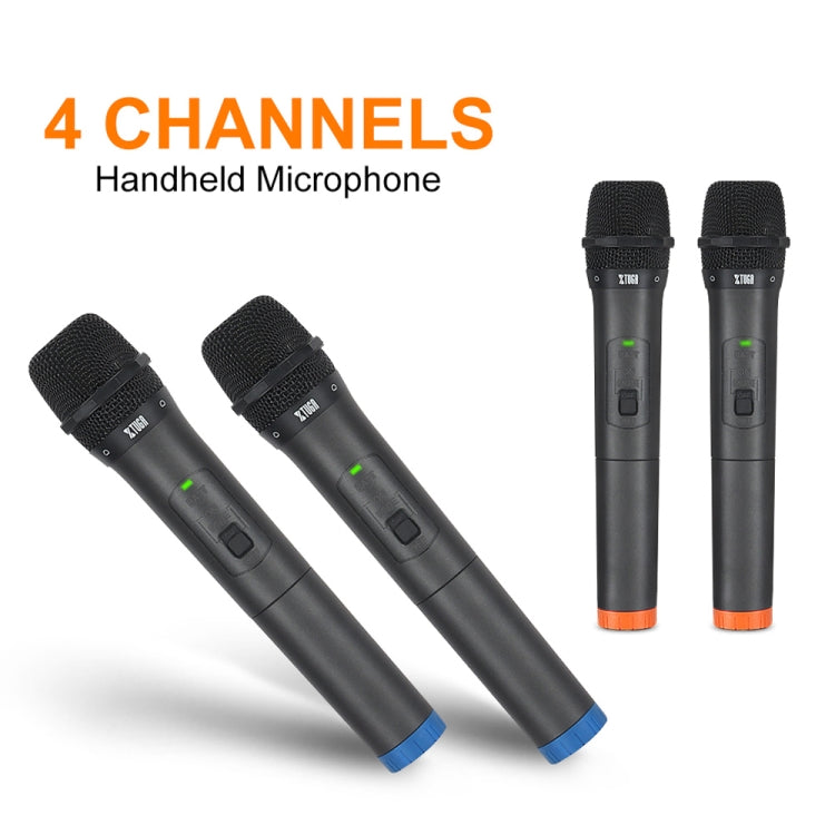 XTUGA S400 Professional 4-Channel UHF Wireless Microphone System with 4 Handheld Microphone(EU Plug)