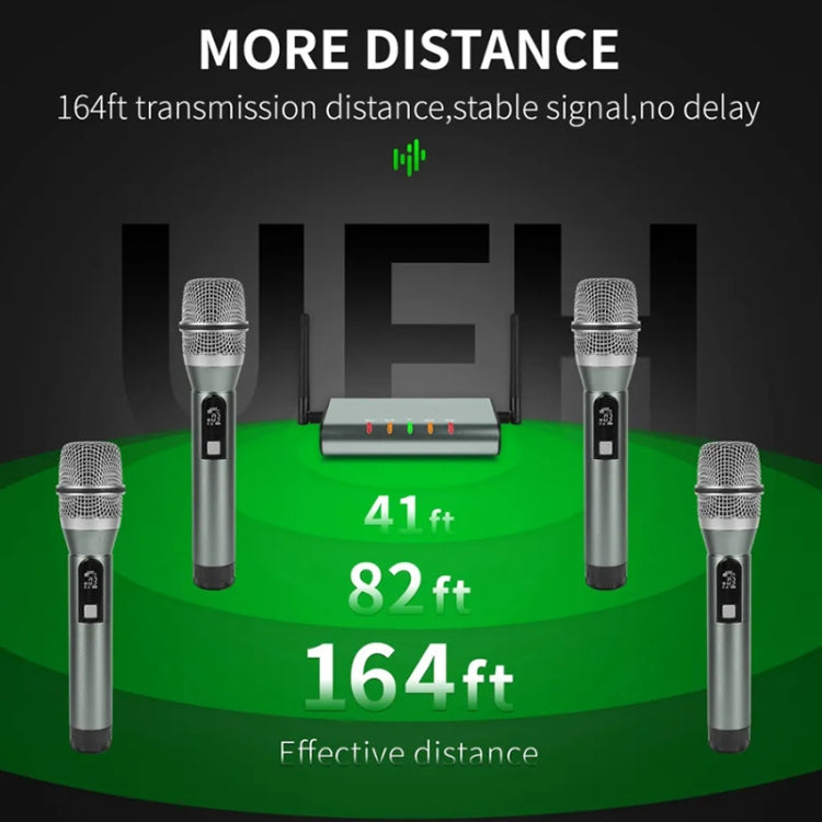 XTUGA U-F4600 Professional 4-Channel UHF Wireless Microphone System with 4 Handheld Microphone(AU Plug)