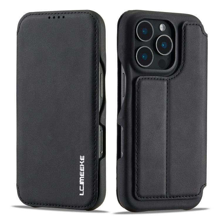 For iPhone 15 Pro Max LC.IMEEKE Hon Ancient Series Flip Leather Phone Case(Black)