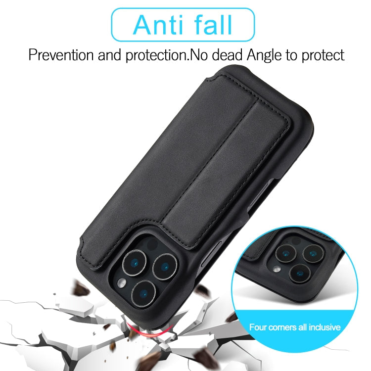 For iPhone 15 Pro Max LC.IMEEKE Hon Ancient Series Flip Leather Phone Case(Black)