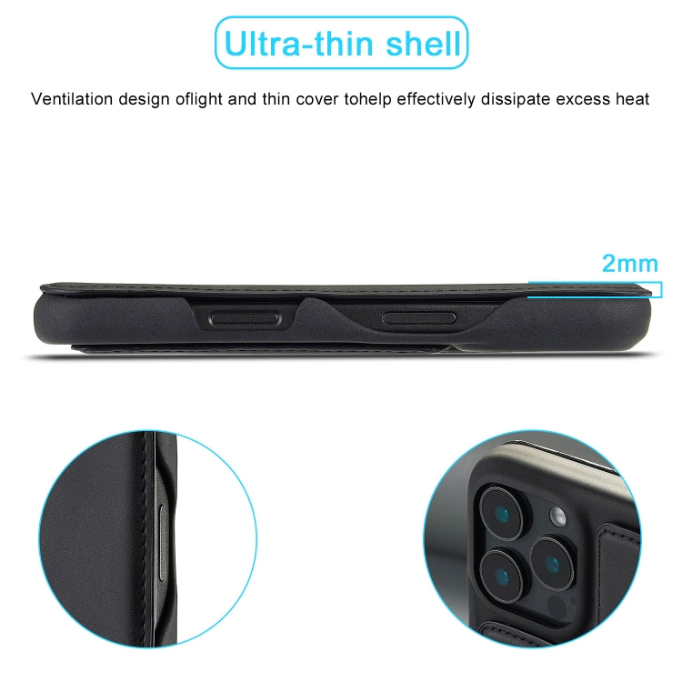 For iPhone 15 Pro Max LC.IMEEKE Hon Ancient Series Flip Leather Phone Case(Black)