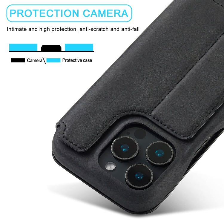 For iPhone 15 Pro Max LC.IMEEKE Hon Ancient Series Flip Leather Phone Case(Black)