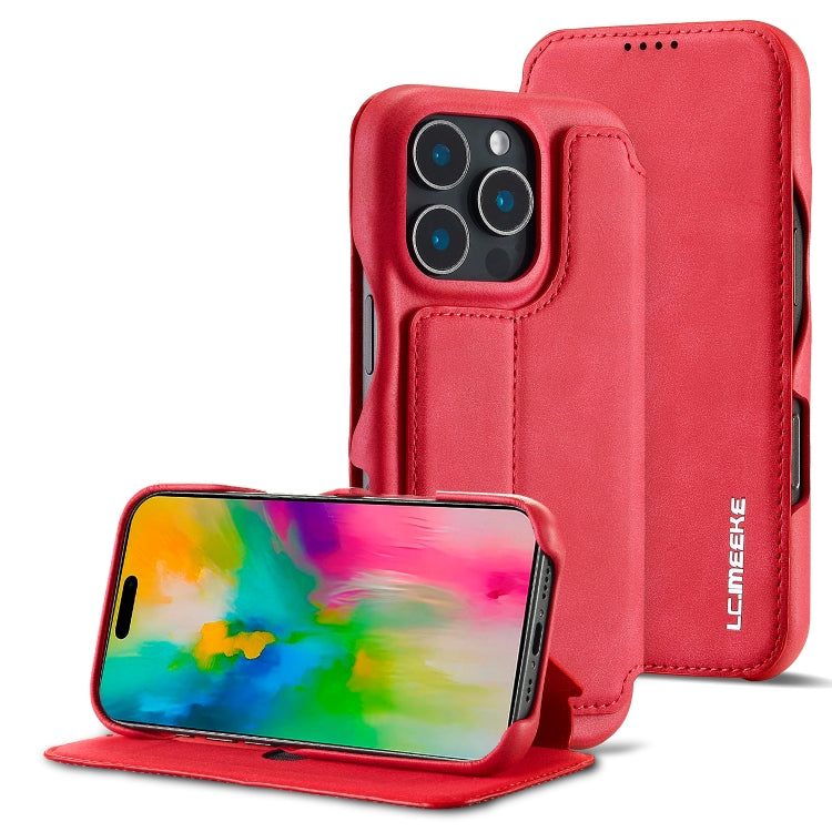 For iPhone 15 Pro Max LC.IMEEKE Hon Ancient Series Flip Leather Phone Case(Red)