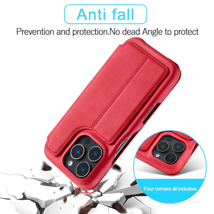 For iPhone 15 Pro Max LC.IMEEKE Hon Ancient Series Flip Leather Phone Case(Red)