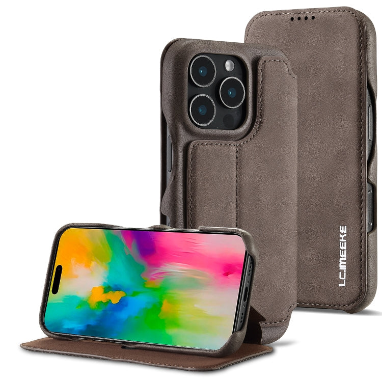 For iPhone 15 Pro Max LC.IMEEKE Hon Ancient Series Flip Leather Phone Case(Coffee)