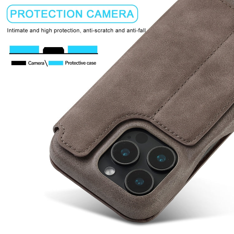 For iPhone 15 Pro Max LC.IMEEKE Hon Ancient Series Flip Leather Phone Case(Coffee)
