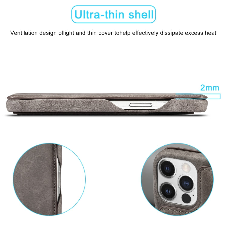 For iPhone 15 Pro Max LC.IMEEKE Hon Ancient Series Flip Leather Phone Case(Coffee)