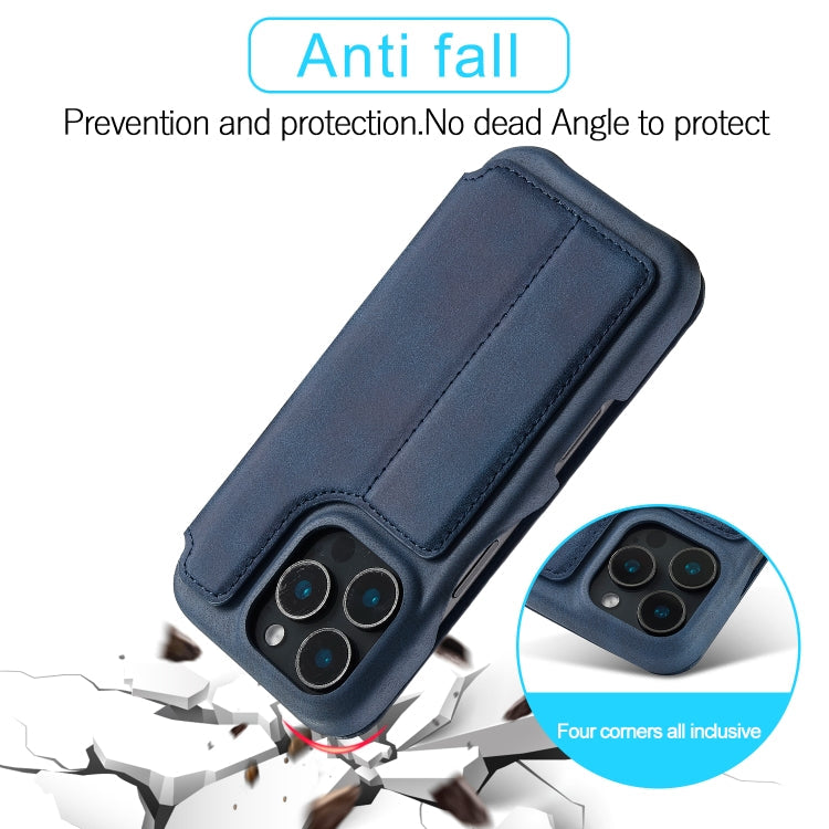 For iPhone 15 Pro Max LC.IMEEKE Hon Ancient Series Flip Leather Phone Case(Blue)