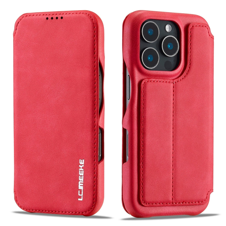 For iPhone 15 Pro LC.IMEEKE Hon Ancient Series Flip Leather Phone Case(Red)