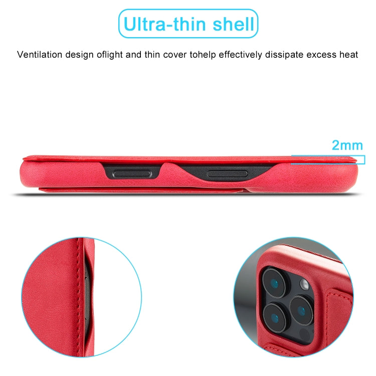 For iPhone 15 Pro LC.IMEEKE Hon Ancient Series Flip Leather Phone Case(Red)