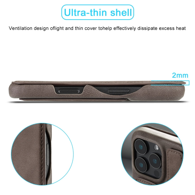 For iPhone 15 Pro LC.IMEEKE Hon Ancient Series Flip Leather Phone Case(Coffee)