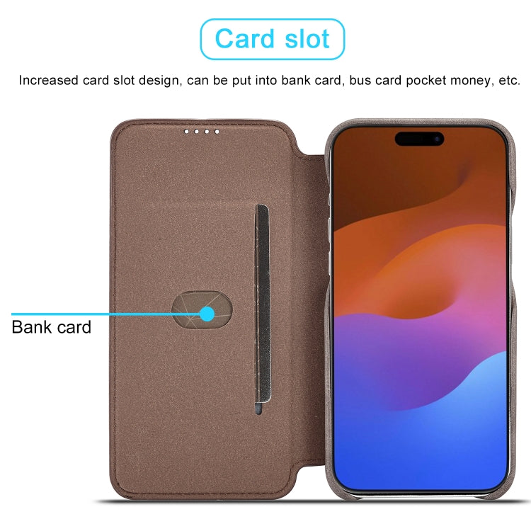 For iPhone 15 Pro LC.IMEEKE Hon Ancient Series Flip Leather Phone Case(Coffee)