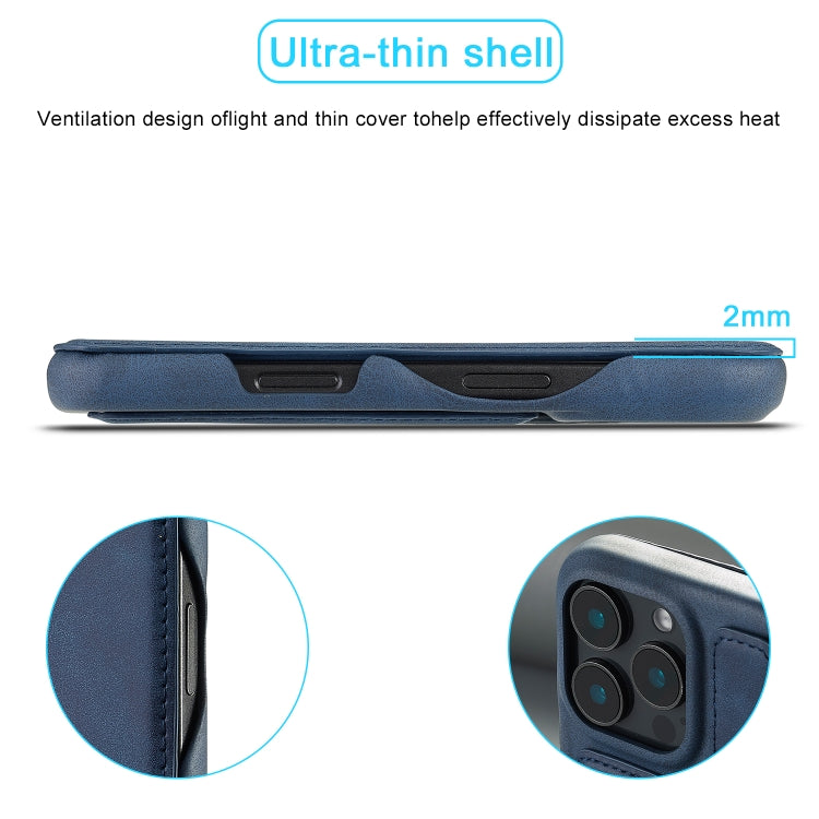 For iPhone 15 Pro LC.IMEEKE Hon Ancient Series Flip Leather Phone Case(Blue)