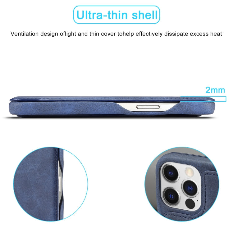For iPhone 15 Pro LC.IMEEKE Hon Ancient Series Flip Leather Phone Case(Blue)
