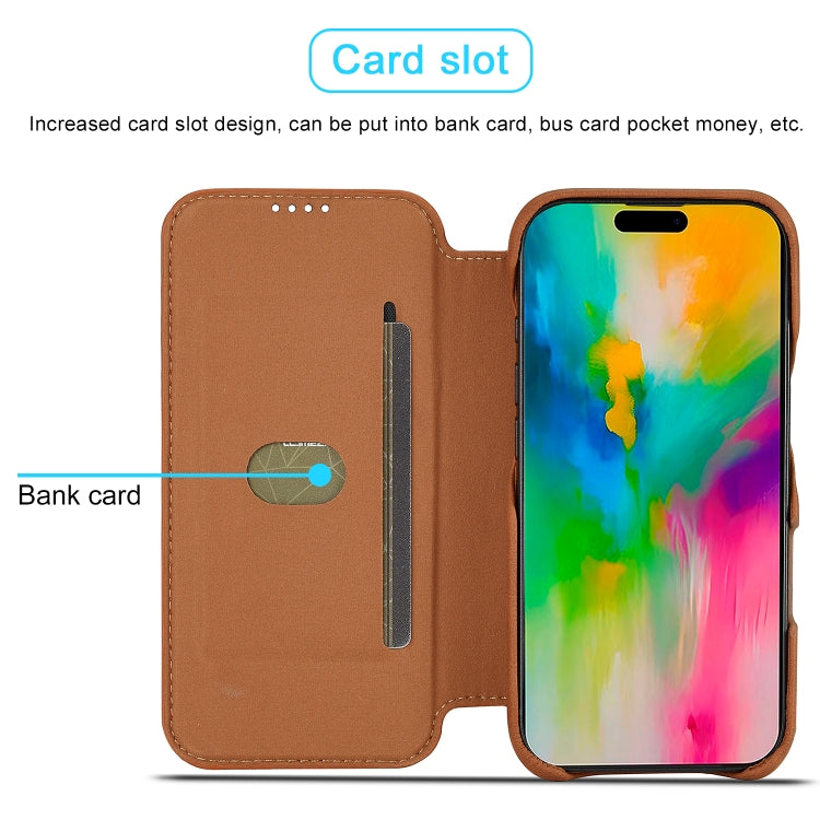 For iPhone 15 Pro LC.IMEEKE Hon Ancient Series Flip Leather Phone Case(Brown)