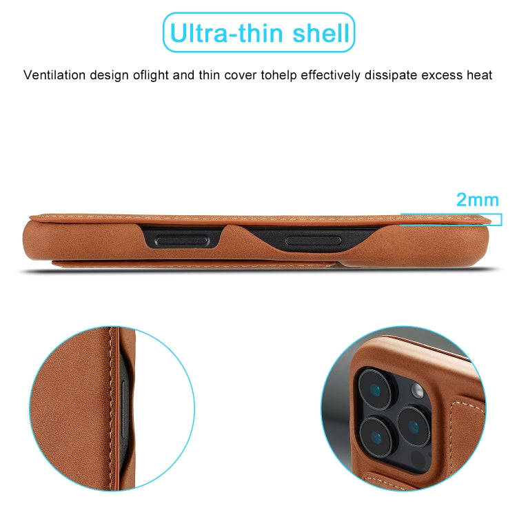 For iPhone 15 Pro LC.IMEEKE Hon Ancient Series Flip Leather Phone Case(Brown)