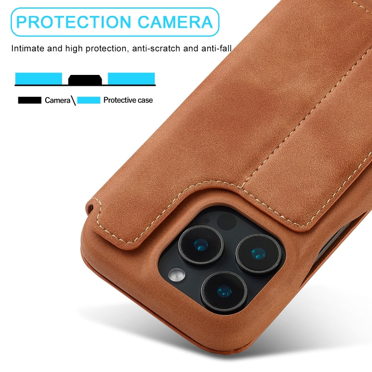 For iPhone 15 Pro LC.IMEEKE Hon Ancient Series Flip Leather Phone Case(Brown)